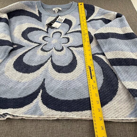 NEW! Just Polly Knit Sweater Blue & White $49 Plus 4X Stripes Abstract Flower - Picture 5 of 11